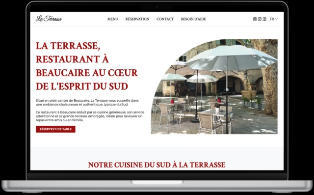 Mockup mac avec le site de réservation de la Terrasse